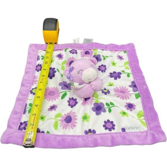 Carters Baby Lovey Security Blanket With Plush Bear Purple Floral Design - Picture 7 of 8